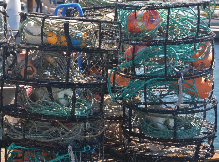 stack of crab nets